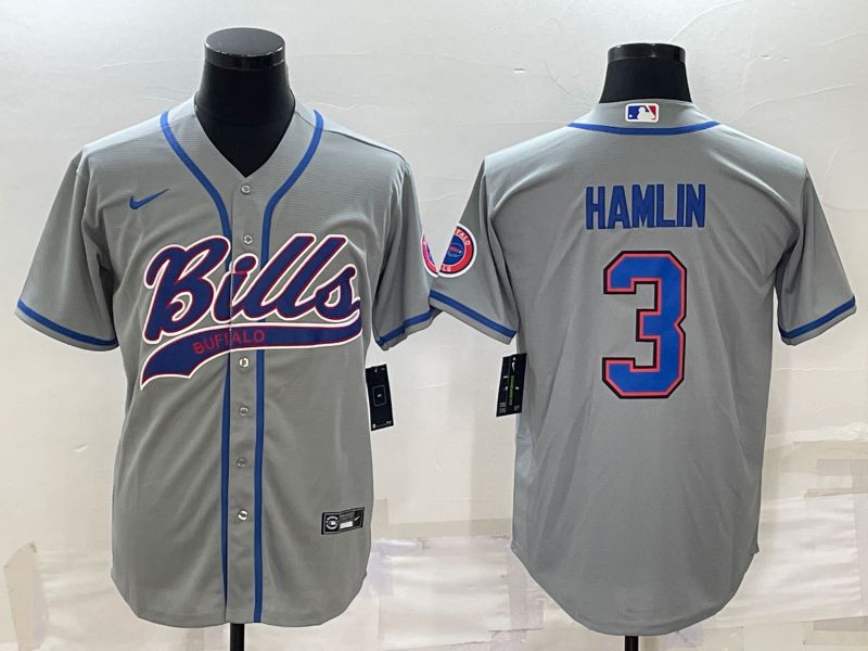 Men Buffalo Bills #3 Hamlin Grey 2022 Nike Co branded NFL Jerseys->buffalo bills->NFL Jersey